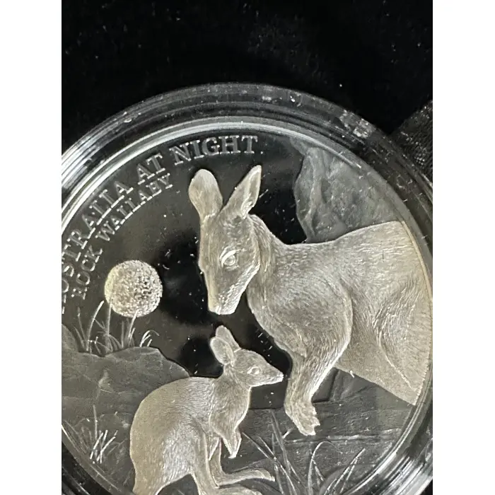 2024 1oz Silver Black Proof Aust at Night - Rock Wallaby