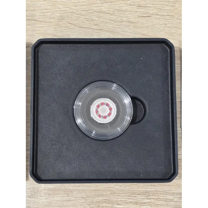 2025 80th Anniversary WWII $2 Mintmark Coloured Silver Proof Coin – Poppy Wreath