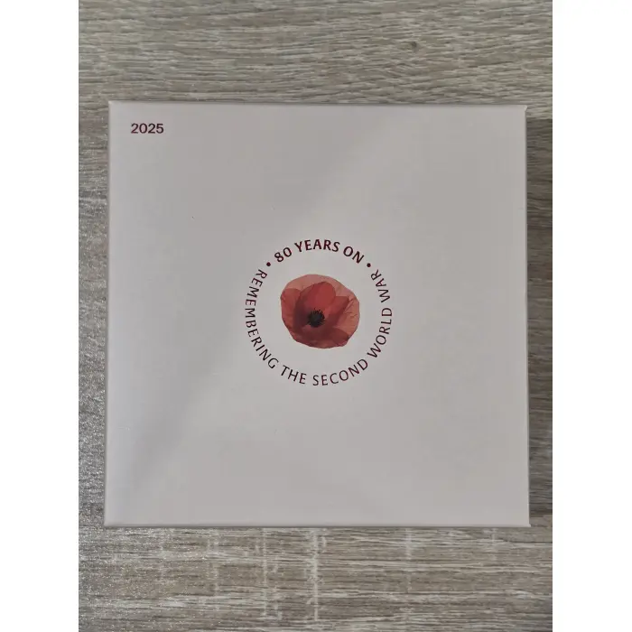 2025 80th Anniversary WWII $2 Mintmark Coloured Silver Proof Coin – Poppy Wreath