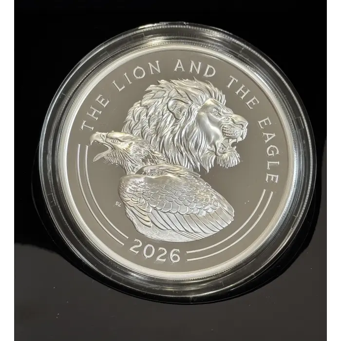 2026 The Lion and The Eagle  5oz  Silver Proof Coin  Tiny Mintage of only 300