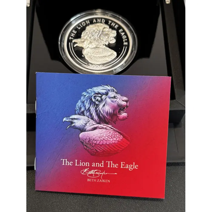 2026 The Lion and The Eagle  5oz  Silver Proof Coin  Tiny Mintage of only 300