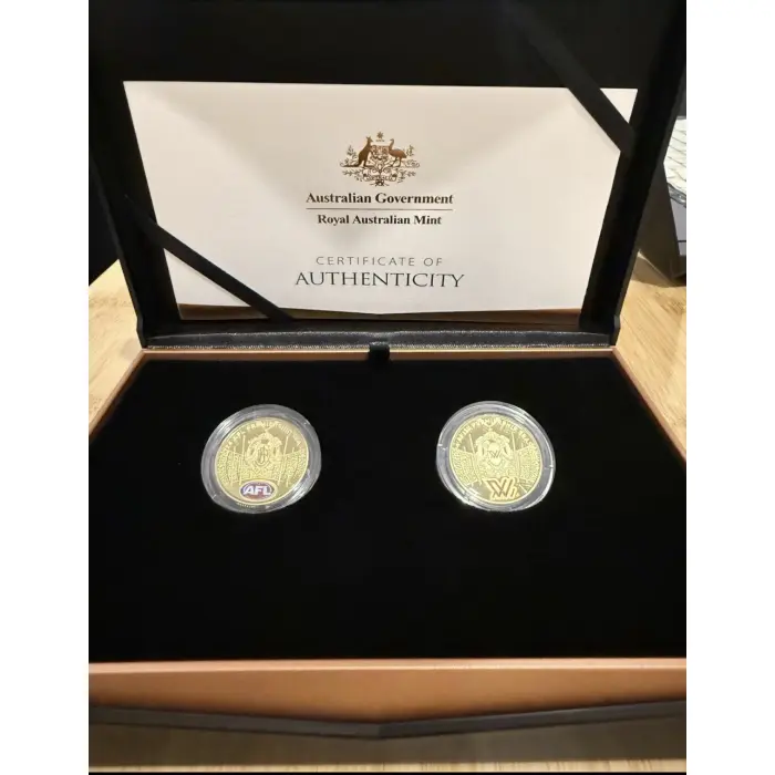 2024 AFL Australian Football League $1 Coloured Proof Two-Coin Set