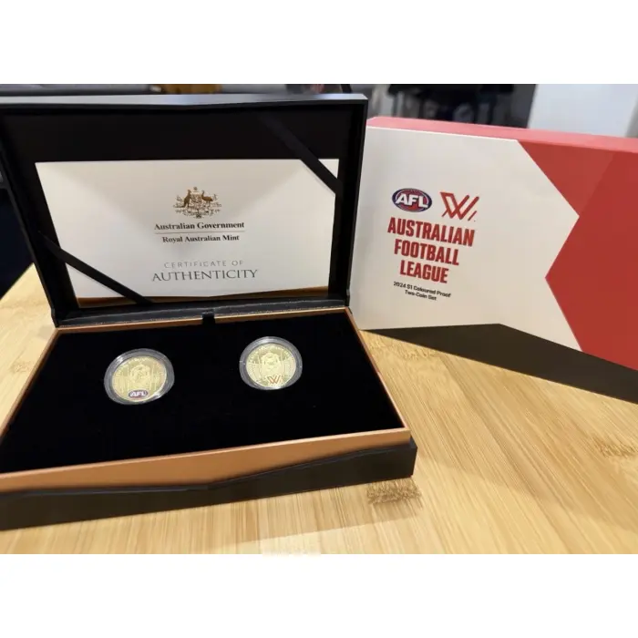 2024 AFL Australian Football League $1 Coloured Proof Two-Coin Set