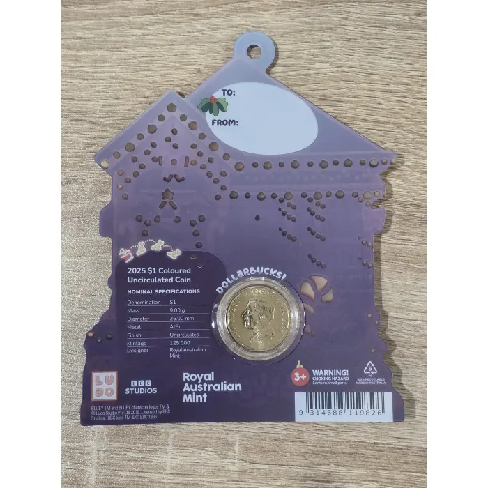 2025 $1 Bluey Christmas Coloured Uncirculated Coin