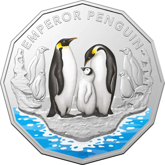 Emperor Penguin - Australian Antarctic Territory Series50c Coloured Uncirculated Coin 2023