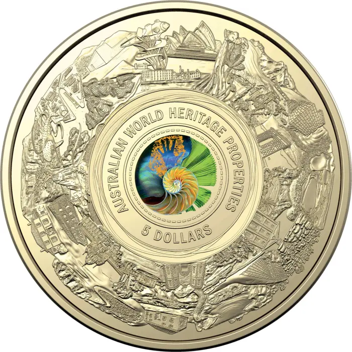 2023 Australia $5 Five Dollar World Heritage Coin Coloured Frosted Uncirculated c mint