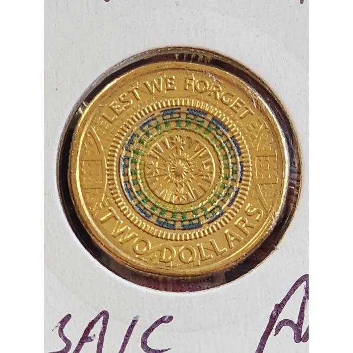 Lest We Forget 2017 Mosaic ANZAC $2 Two Dollar Coloured Coin Australia