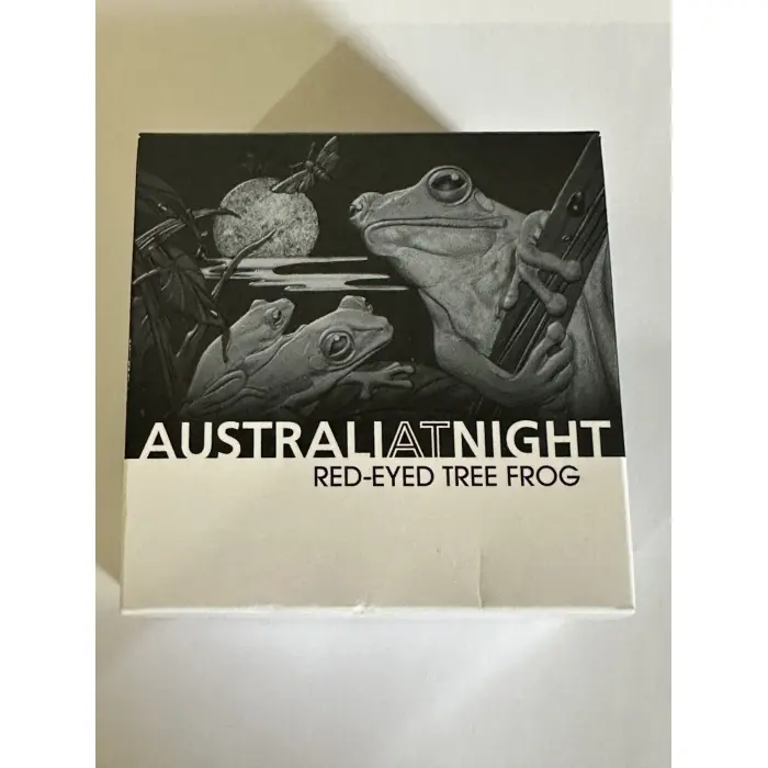 2024 1oz Silver Black Proof Aust at Night  - Red eyed tree frog 