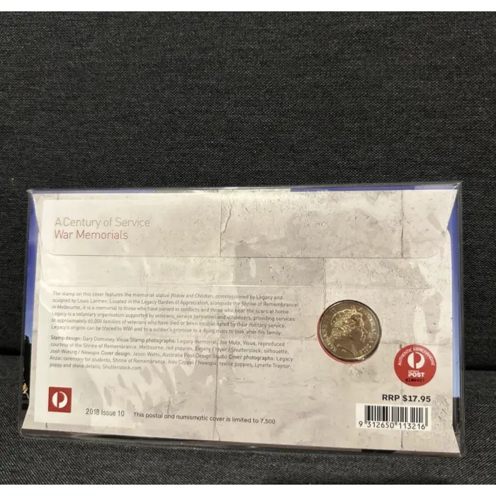 2018 PNC A Century of Service War Memorials Poppy $1 Coin and Stamp Cover