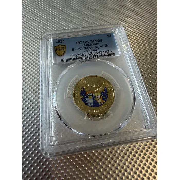 Australia 2025 $1 Bluey Christmas Colorised coin PCGS MS68