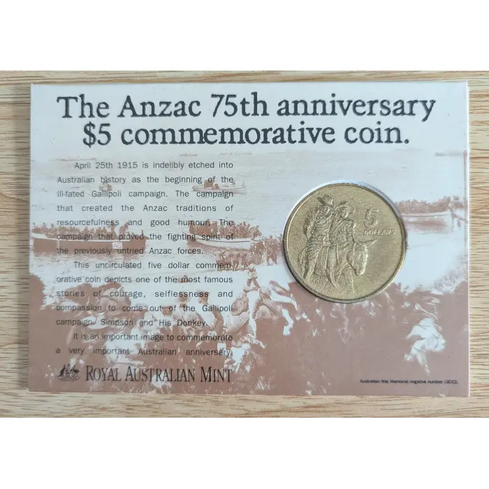 Anzac 75th Anniversary $5.00 Commemorative Coin RAM