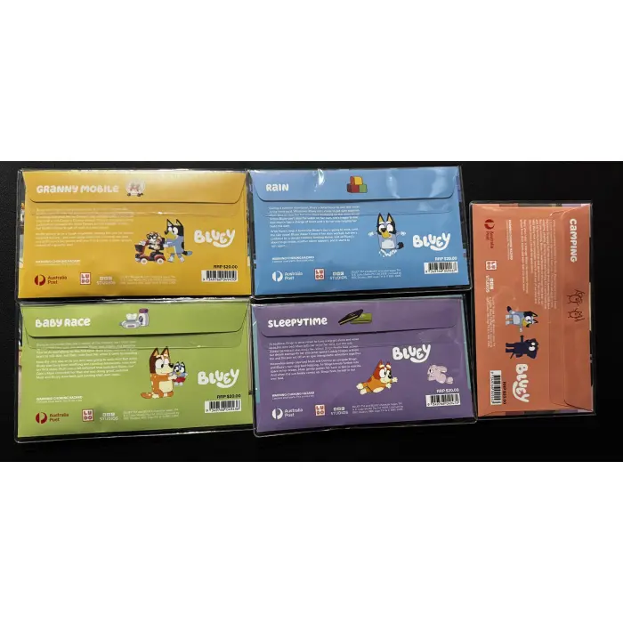 2026 Bluey Stamp and Pin Cover - Full Set of 5 PMC