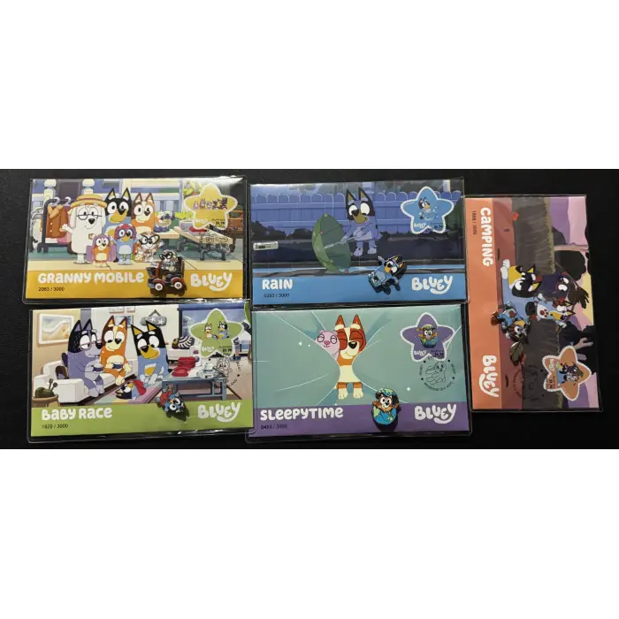 2026 Bluey Stamp and Pin Cover - Full Set of 5 PMC