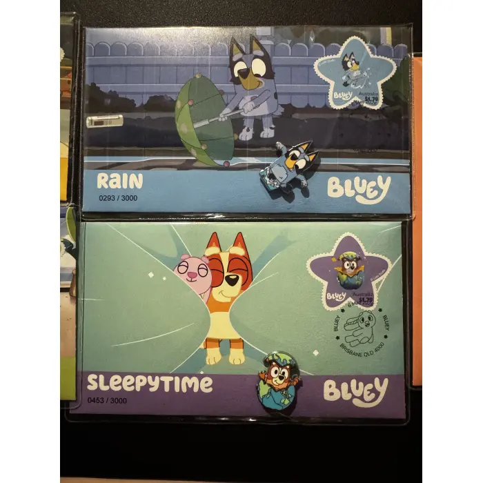 2026 Bluey Stamp and Pin Cover - Full Set of 5 PMC
