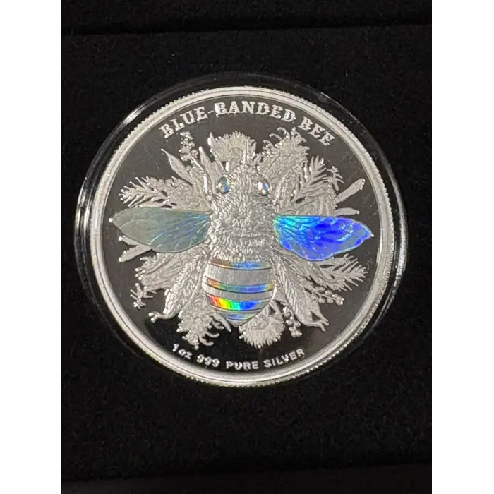 🐝 2025 $2 Native Bee – Blue-banded Bee Niue 1oz Hologram Silver Proof Coin 🐝