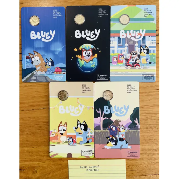 2026 $2 ‘Bluey’ Privy Mark Uncirculated 5 Coin Set