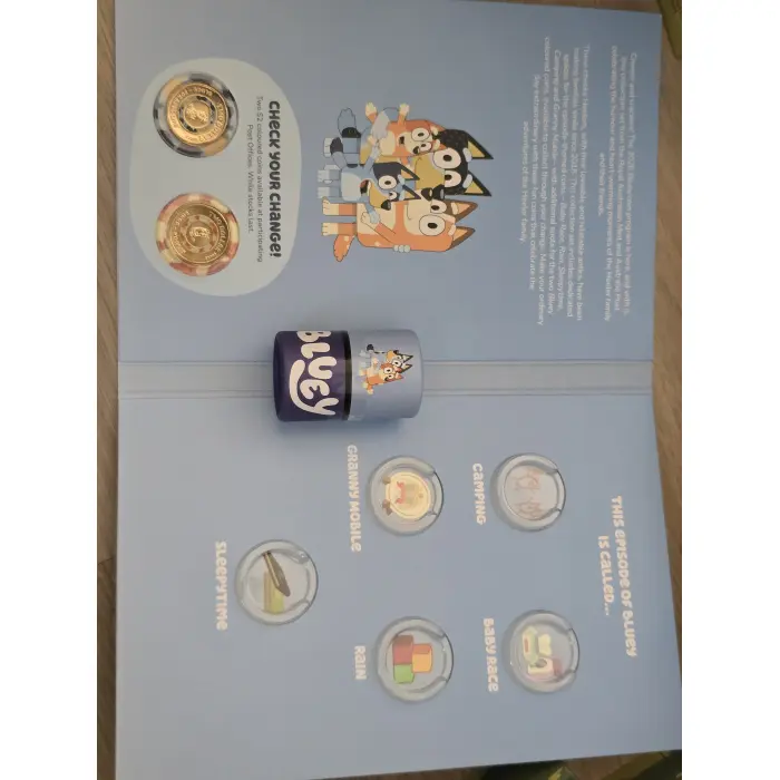 2026 BLUEY TUBE & FOLDER SET +2 COLOURED TILL COINS