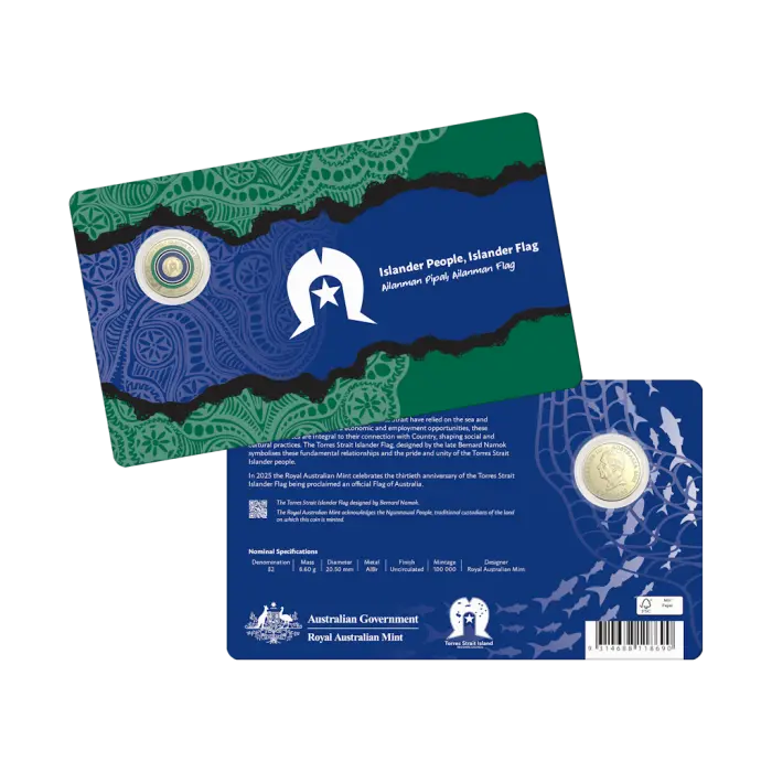 UNC 2025 $2 C MINT coin 30th Anniversary of the Torres Strait Islander Flag card