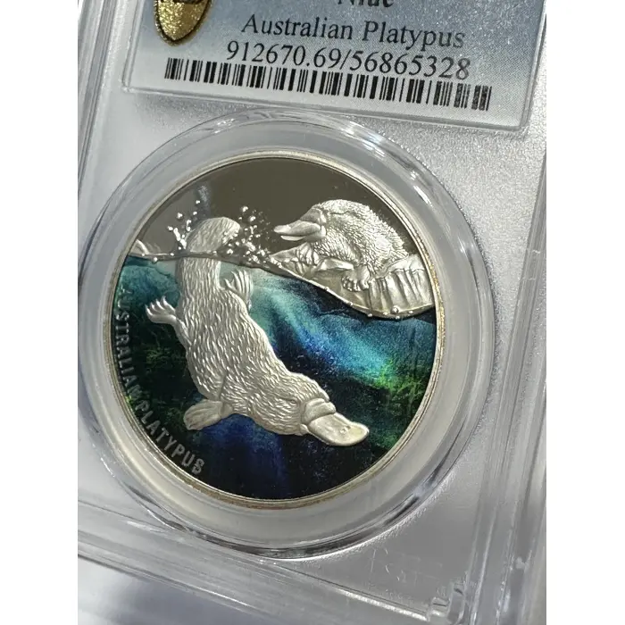 Australian Platypus 1oz coloured graded coin 