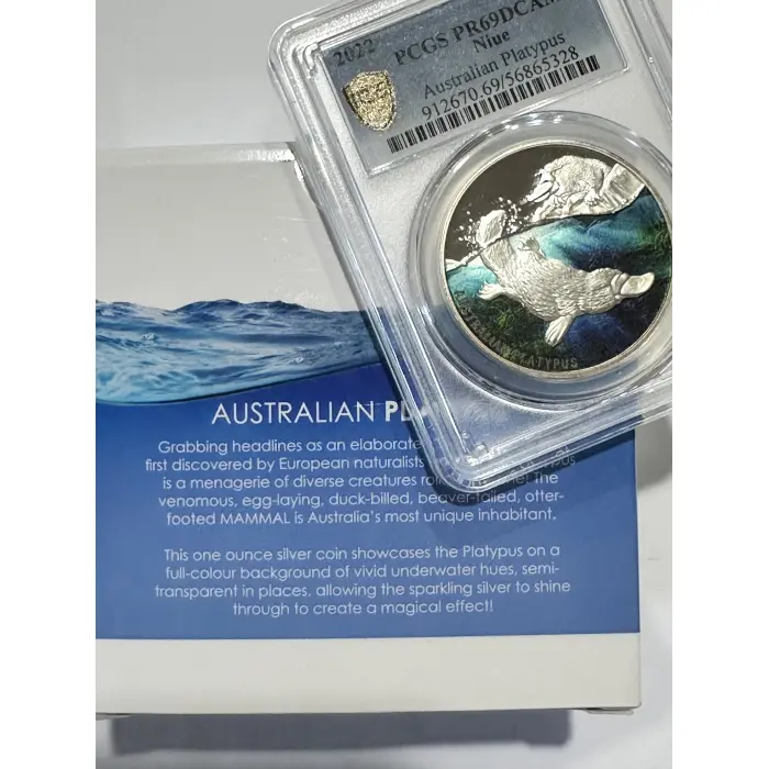 Australian Platypus 1oz coloured graded coin 