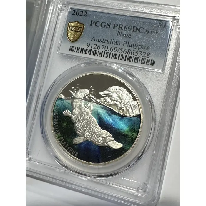 Australian Platypus 1oz coloured graded coin 