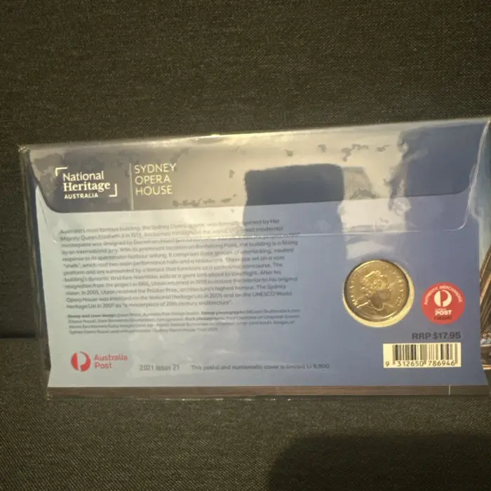 2021 $1 “Sydney Opera House" PNC With A Unc Coin & A Stamp . Ltd To 6,500