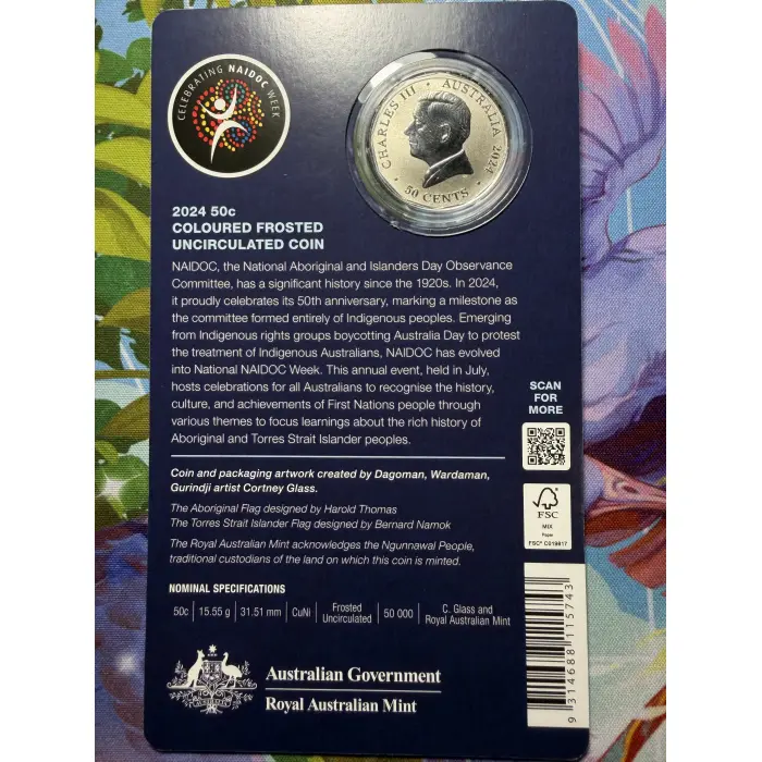 2024 50 Years of NAIDOC Frosted Uncirculated 50c Coin Card