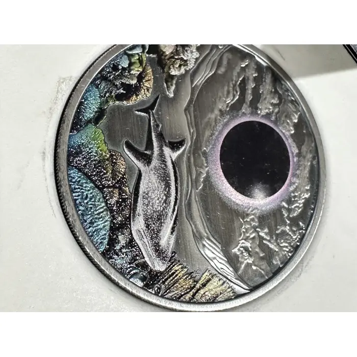 2023 Ningaloo Solar Eclipse 2oz Silver Antiqued Coloured Coin