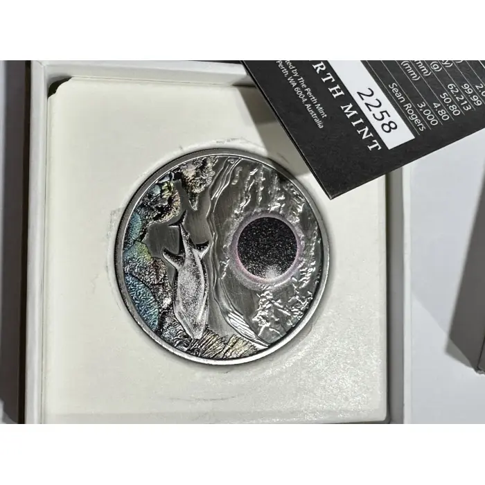 2023 Ningaloo Solar Eclipse 2oz Silver Antiqued Coloured Coin