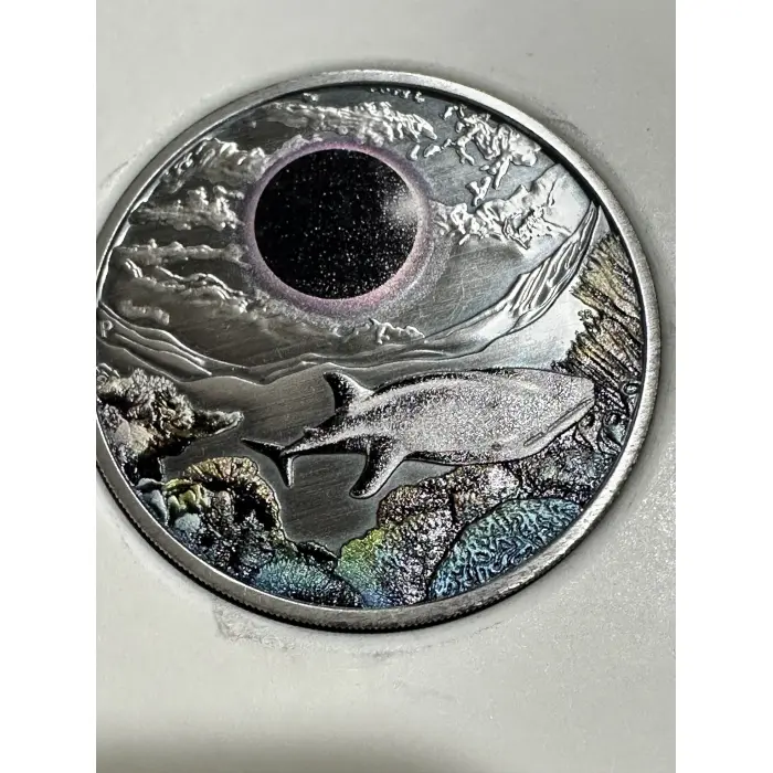 2023 Ningaloo Solar Eclipse 2oz Silver Antiqued Coloured Coin