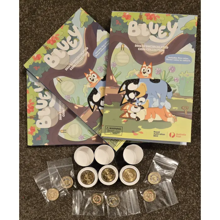 2026 Bluey folder with opened but untouched tube/till coins <rrp