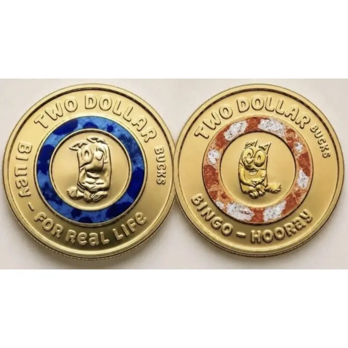 2026 $2 BINGO & BLUEY UNC RAM COLOURED COIN PAIR (2 X $2 COINS)