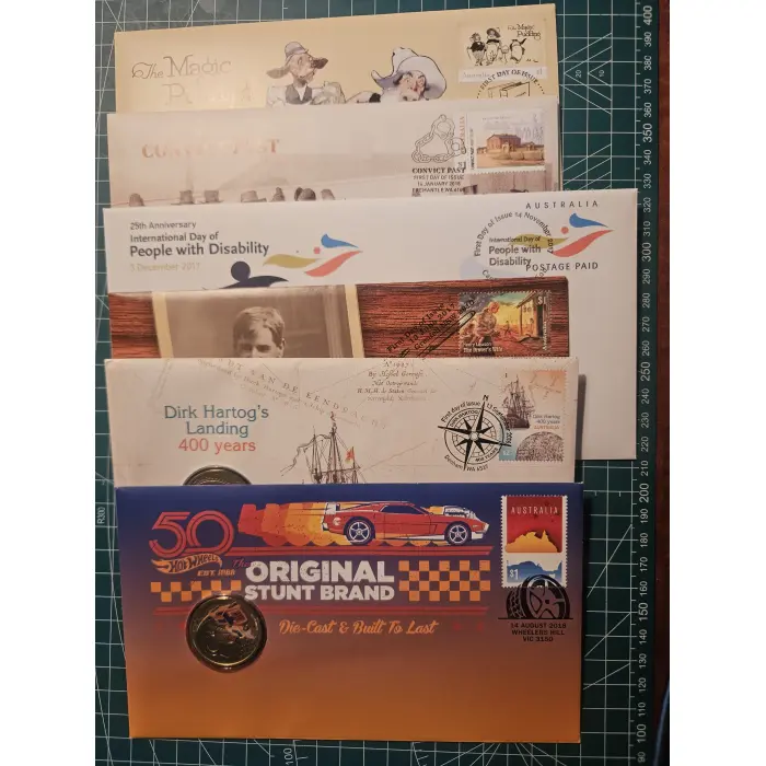 Bundle of 6 x history themed pnc's, hot wheels,  convict, magic pudding, etc