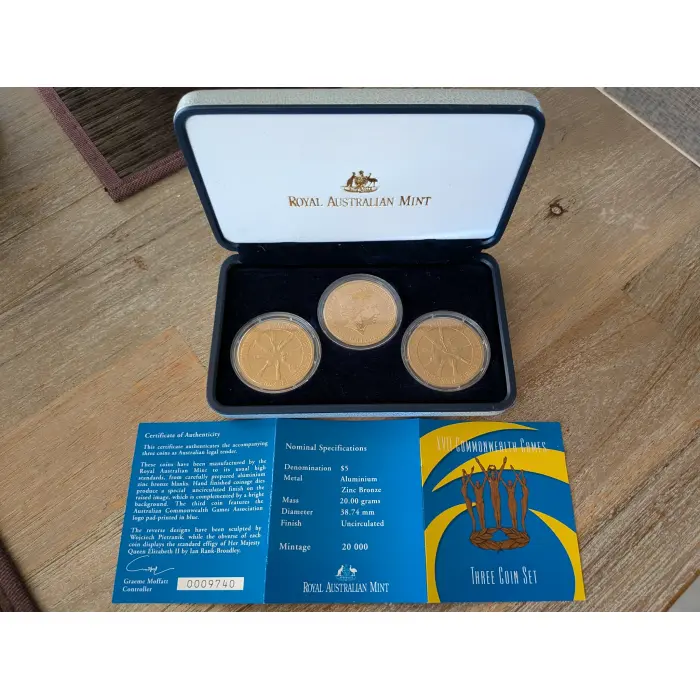 2002 XVII Commonwealth Games Three (3) Coin Set $5 Coins - Royal Australian Mint