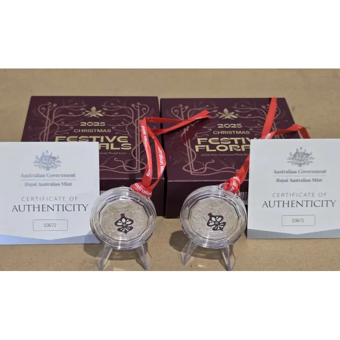2025 Festive Florals 50C silver proof coin