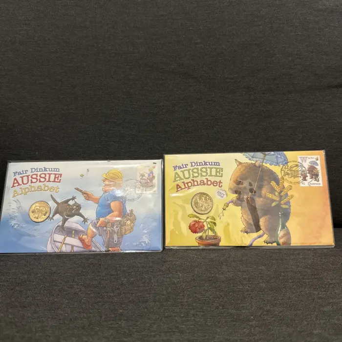 2016 Australia PNC Fair Dinkum Aussie Alphabet Set of 2, Coloured $1 UNC Coin