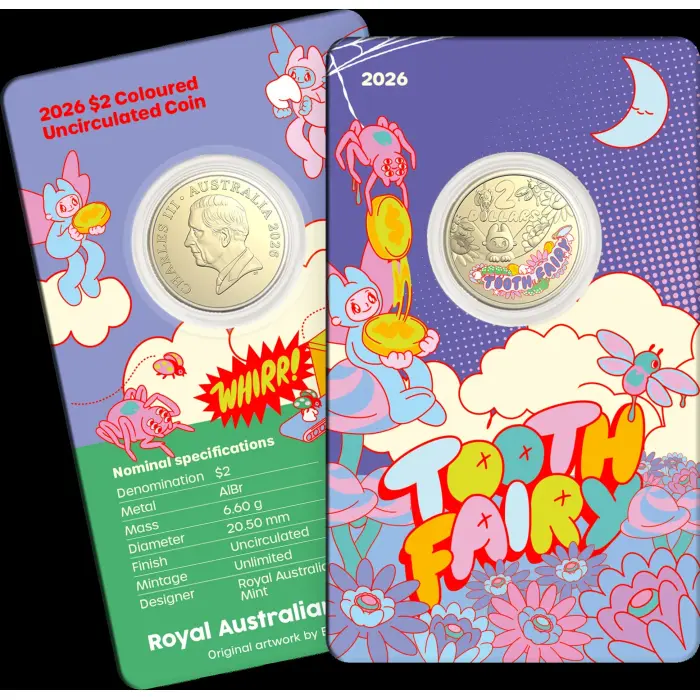 2026 $2 Tooth Fairy Coloured Uncirculated Coin Card