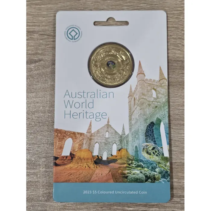 2023 Australia $5 Five Dollar World Heritage Coin Coloured Frosted Uncirculated
