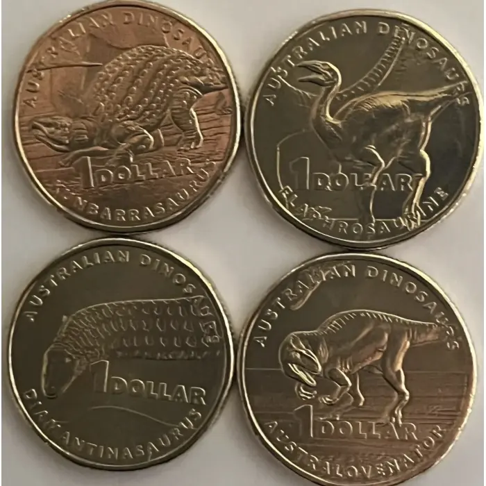 2022 uncirculated Dinosaur 4 coin set of one dollar coins $1