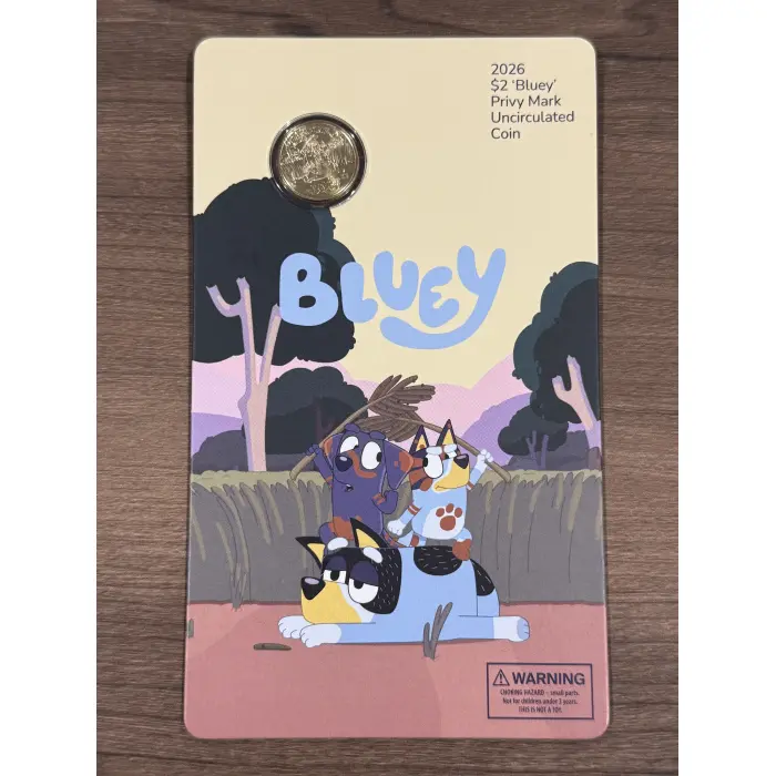 Bluey 2026 $2 Coin in Card with Privy Mark – Camping