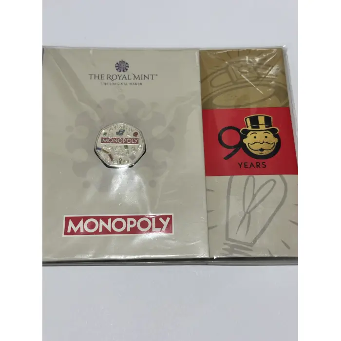 2025 Monopoly 90 years on 50p coin Coloured