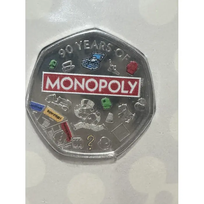 2025 Monopoly 90 years on 50p coin Coloured