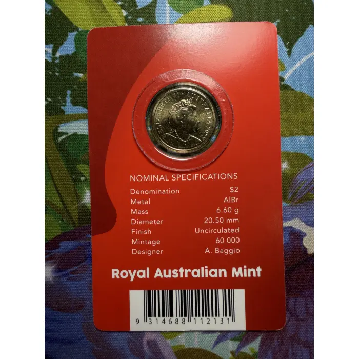 2022 Remembrance Day $2 'C' Mintmark Coloured Uncirculated Coin Card
