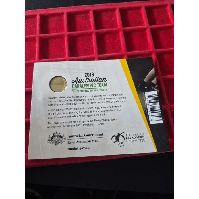 2016 $2 PARALYMPIC COLOURED COIN 