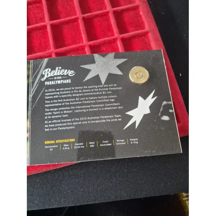 2016 $2 PARALYMPIC COLOURED COIN 