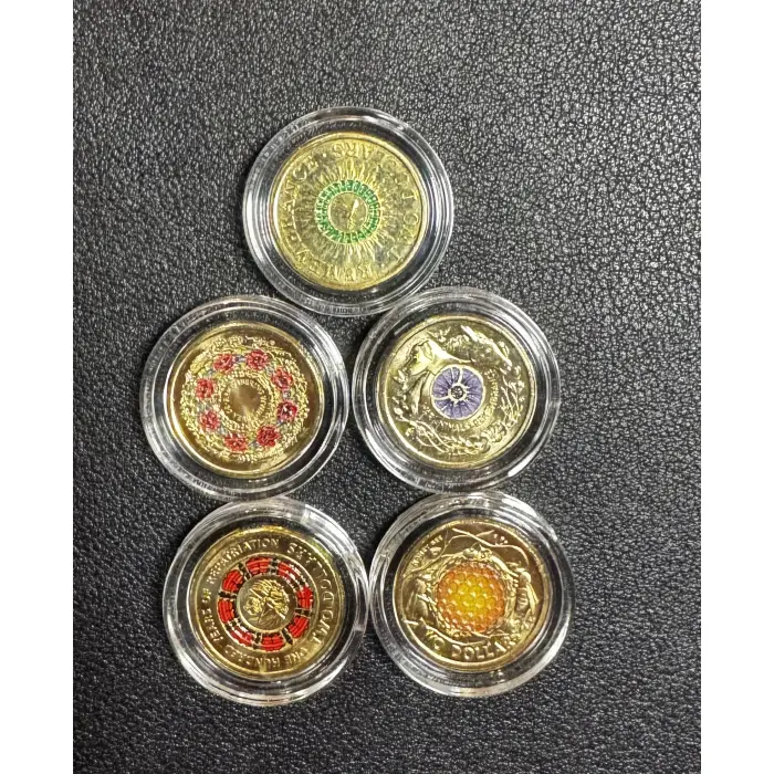 5 x $2 Unc Coins - Green Dove, Repatriation, Honeybee, War Animals, Poppy Wreath