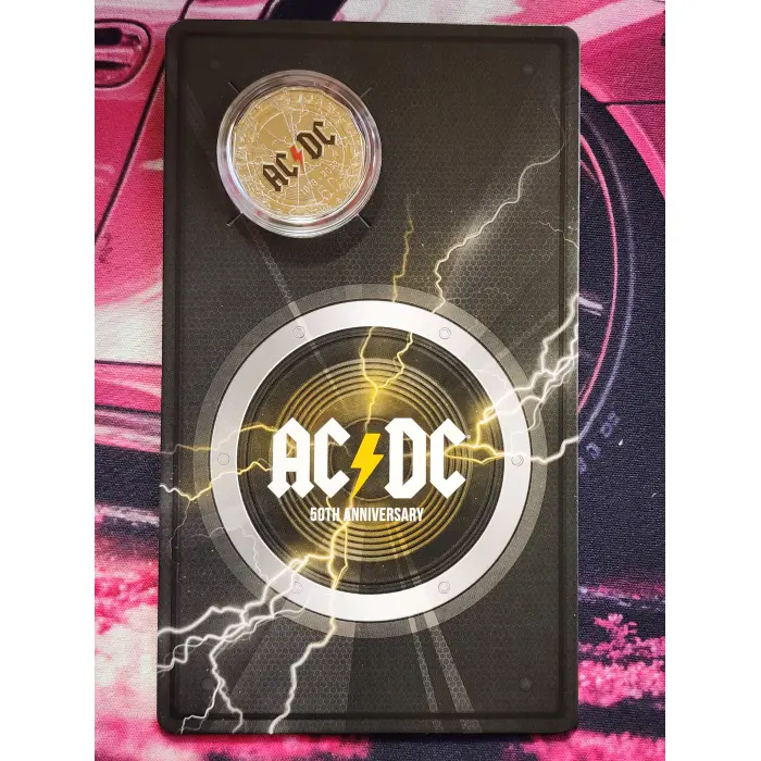 2023 RAM ACDC 50th Anniversary 50c coloured UNC coin on Card