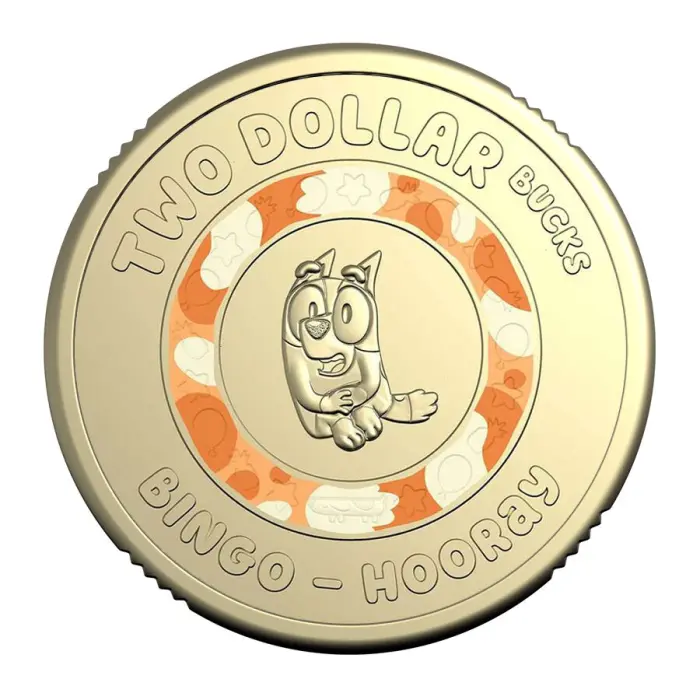 UNC 2026 $2 Bingo Hooray orange Coloured Coins Bucks Two Dollar Bluey ex bag