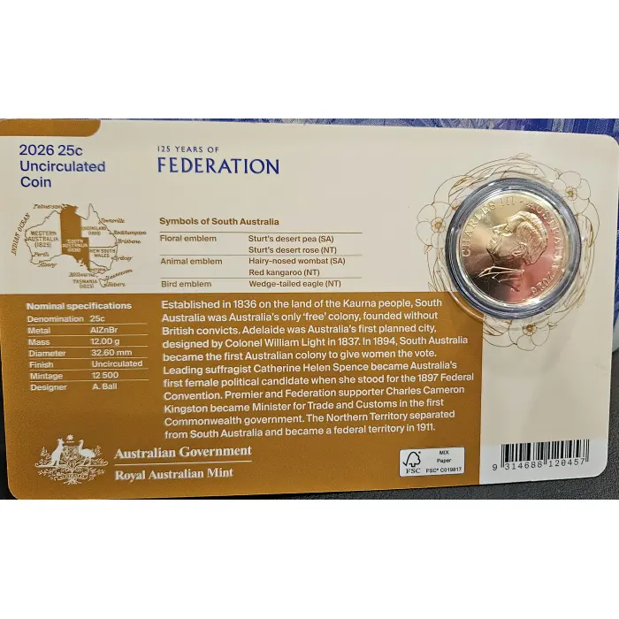 2026 Uncirculated Seven-Coin Collection – 125 Years of Federation