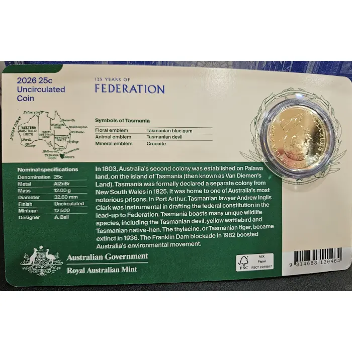 2026 Uncirculated Seven-Coin Collection – 125 Years of Federation